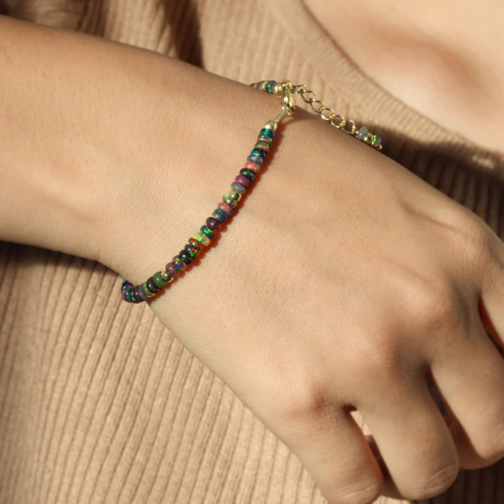 18K Gold Vermeil or 925 Sterling silver black opal bracelet - Goodstone Jewels