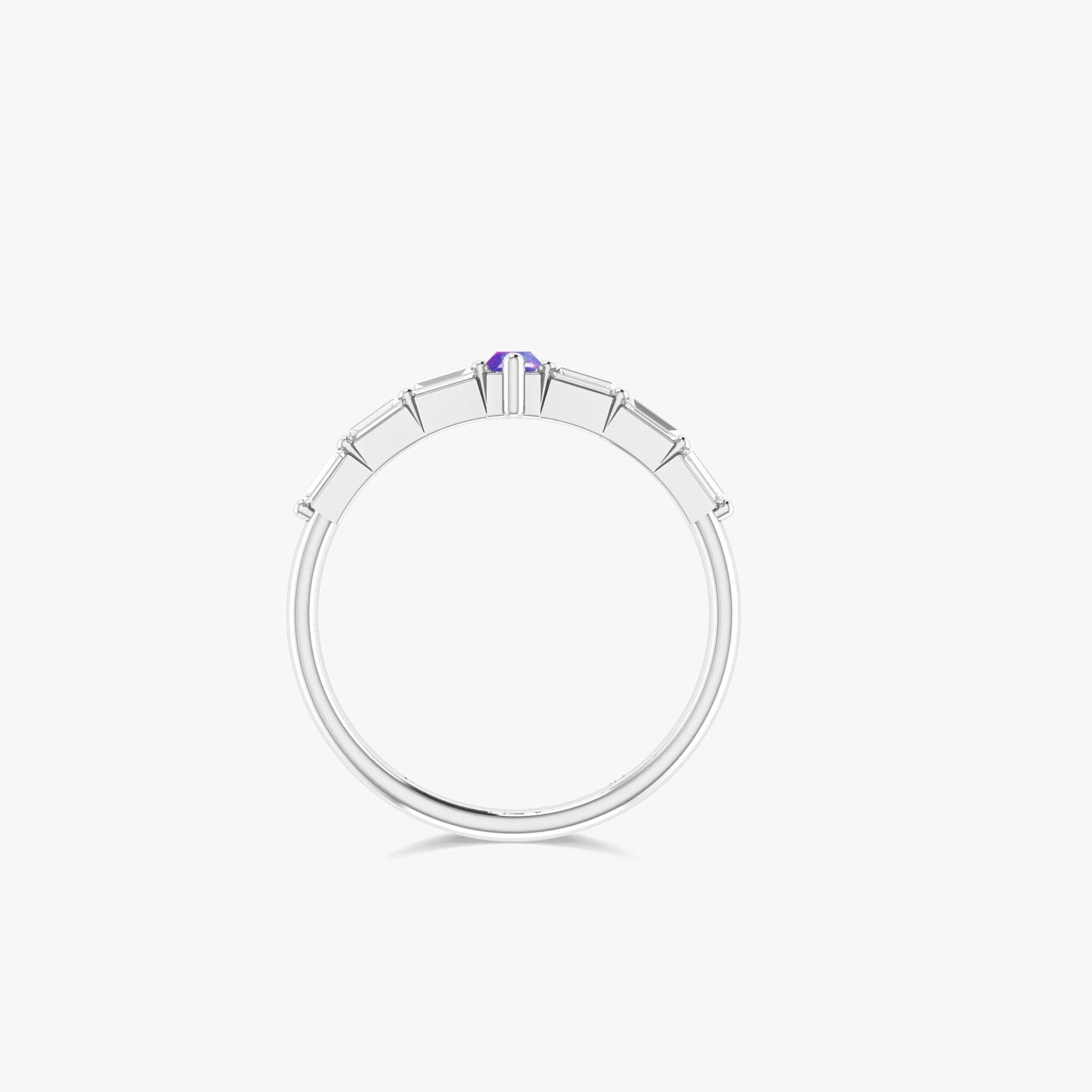 2.5X5 MM Baguette Shape Natural Lavender Opal Designer Ring - Goodstone Jewels