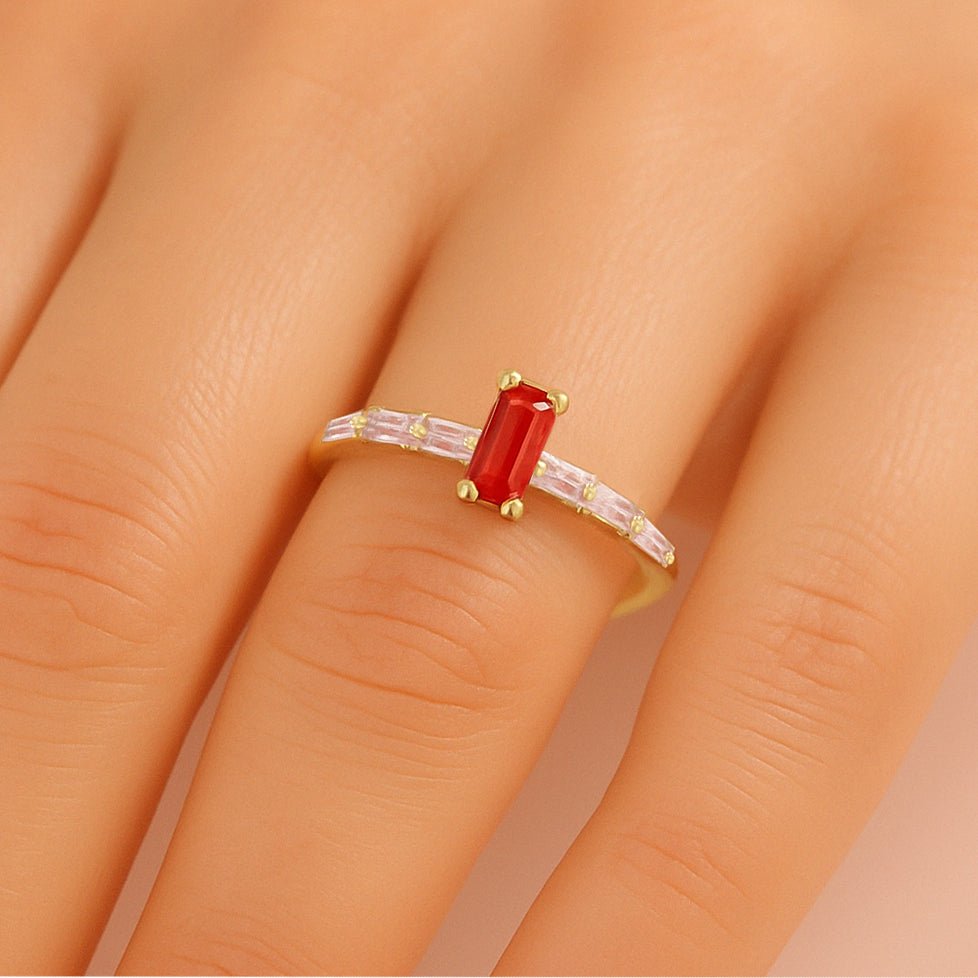 2.5X5 MM Baguette Shape Natural Ruby Designer Ring - Goodstone Jewels