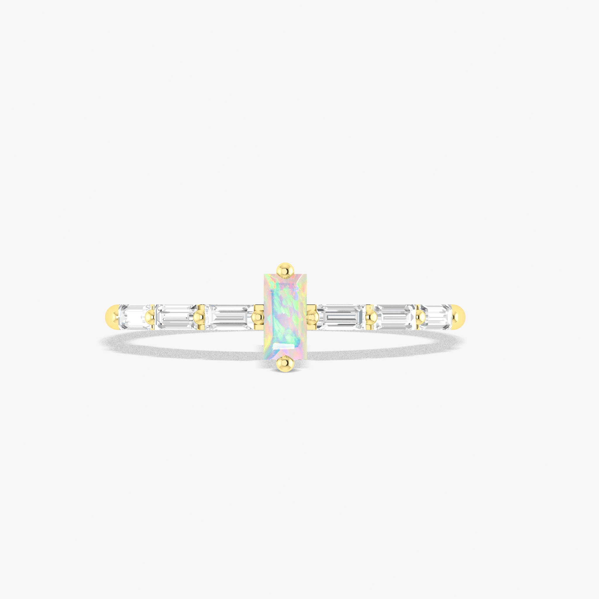 2.5X5 MM Baguette Shape Natural White Opal Designer Ring - Goodstone Jewels