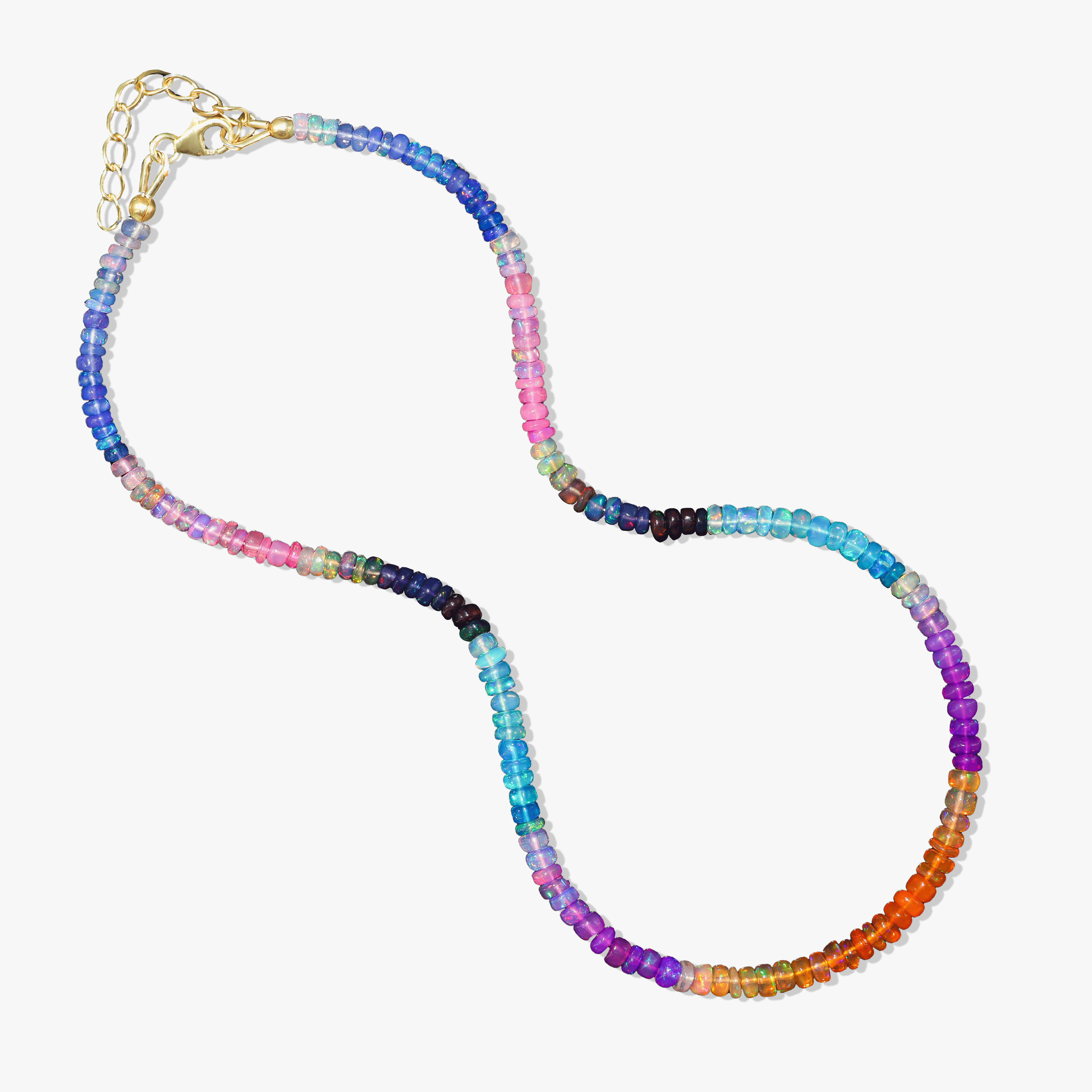 Rainbow Fire Multi Opal Beaded Necklace