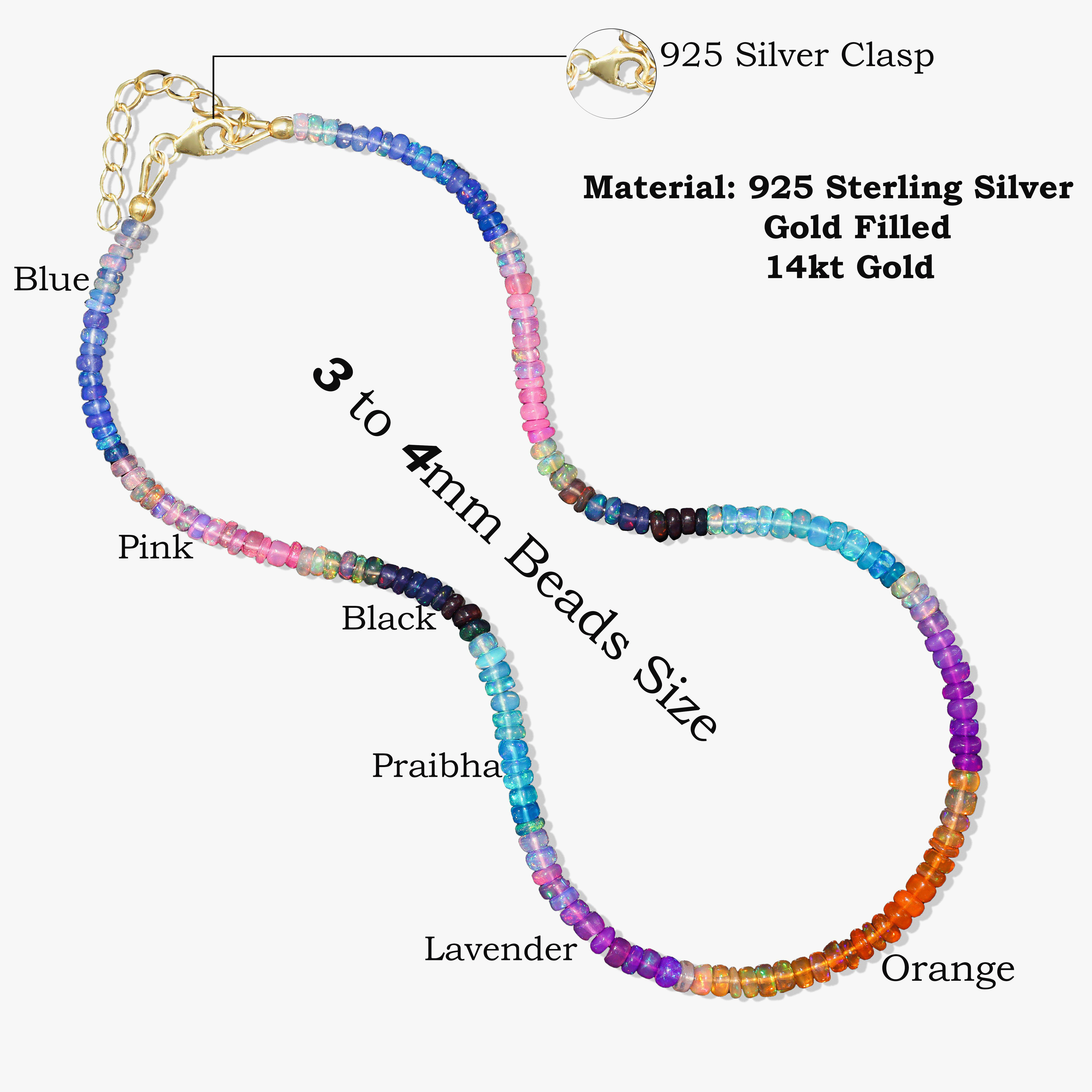 Rainbow Fire Multi Opal Beaded Necklace