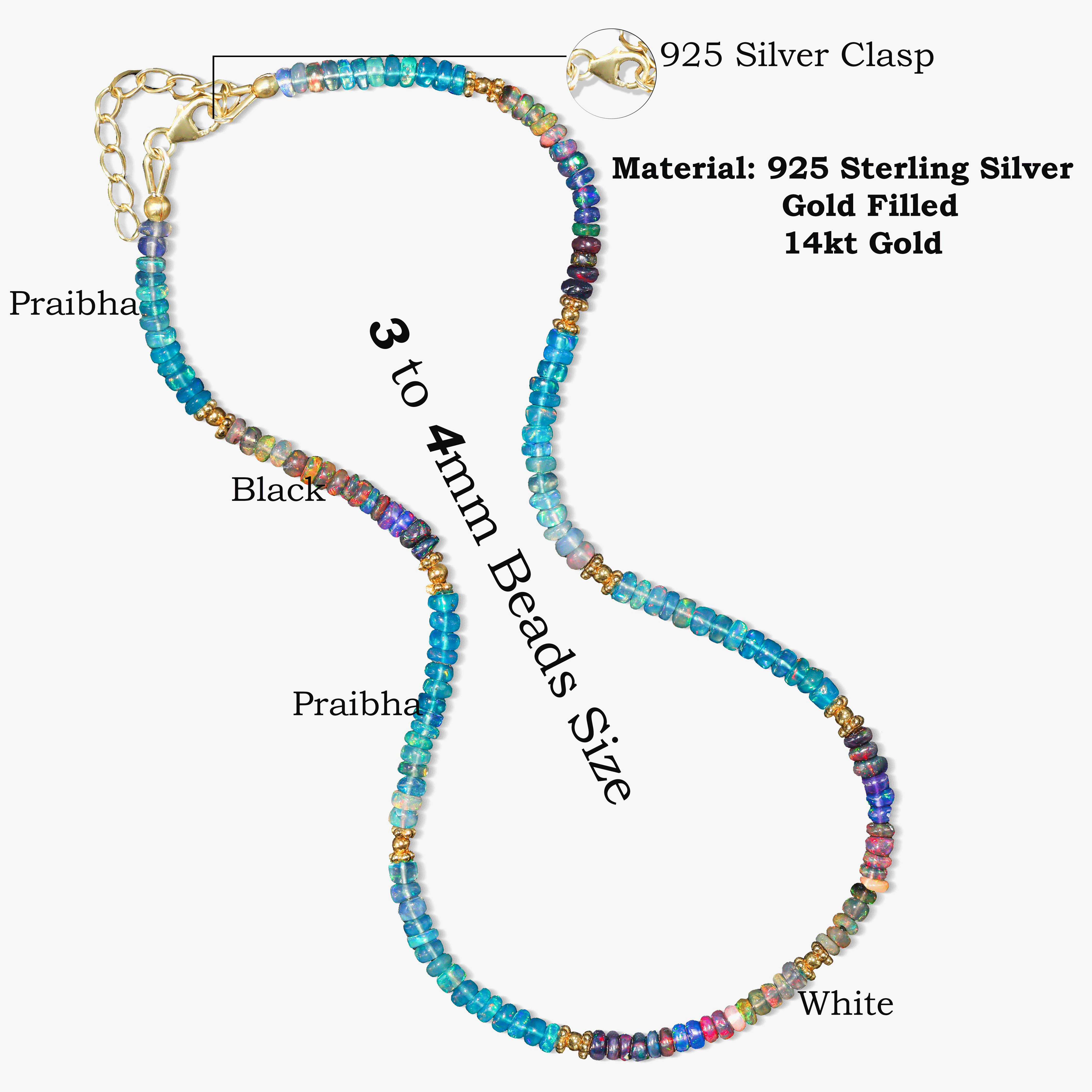 Natural Fire Multi Opal Beaded Necklace