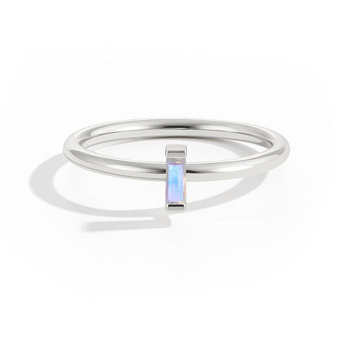 Moonstone Solitaire Birthstone Ring 4X2MM June Jewelry