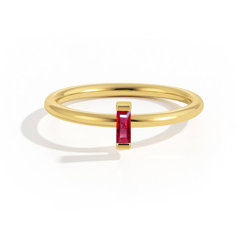 Ruby Solitaire July Birthstone Ring - Elegant Accessory