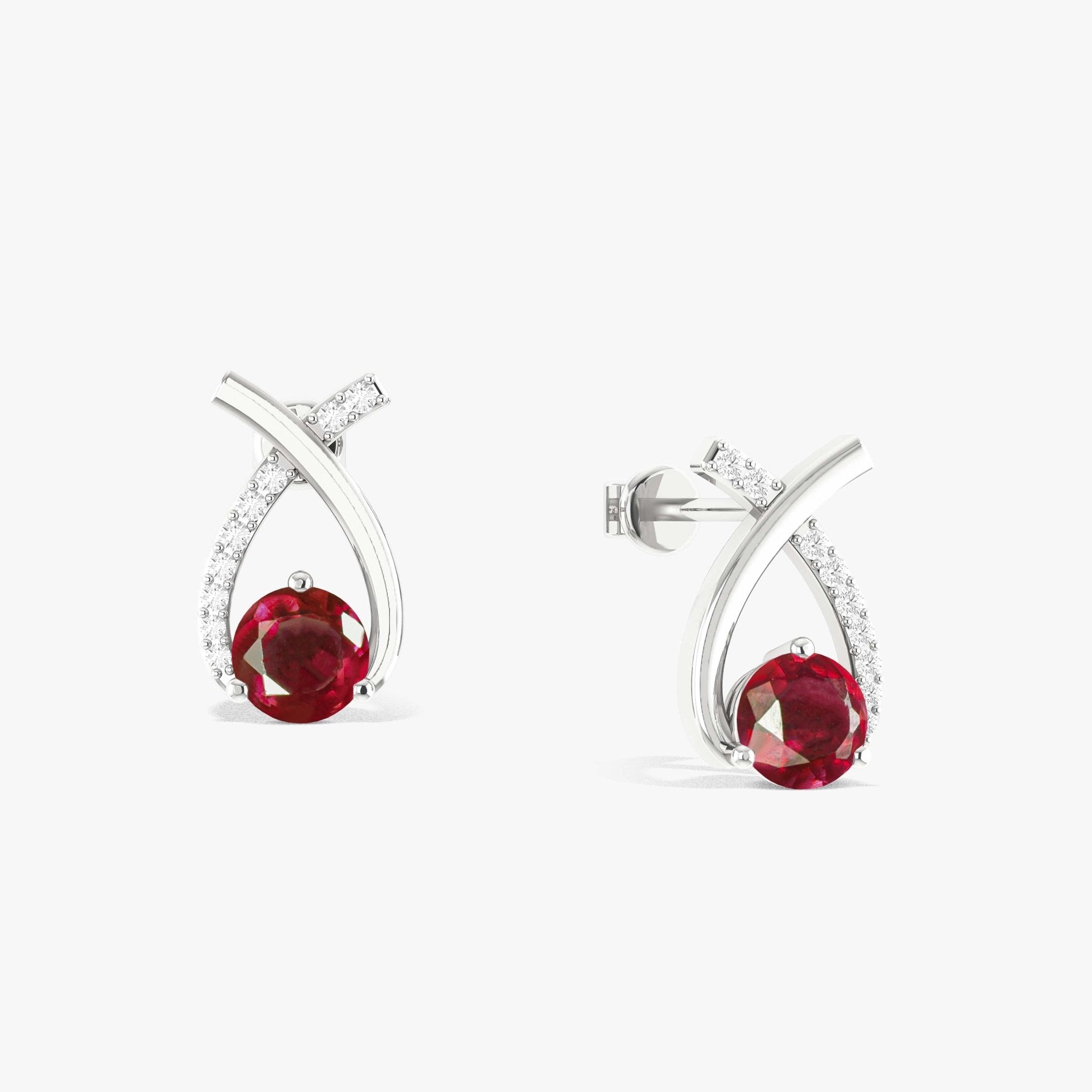 5MM Round Natural Ruby Opal Stud Earrings - Goodstone Jewels