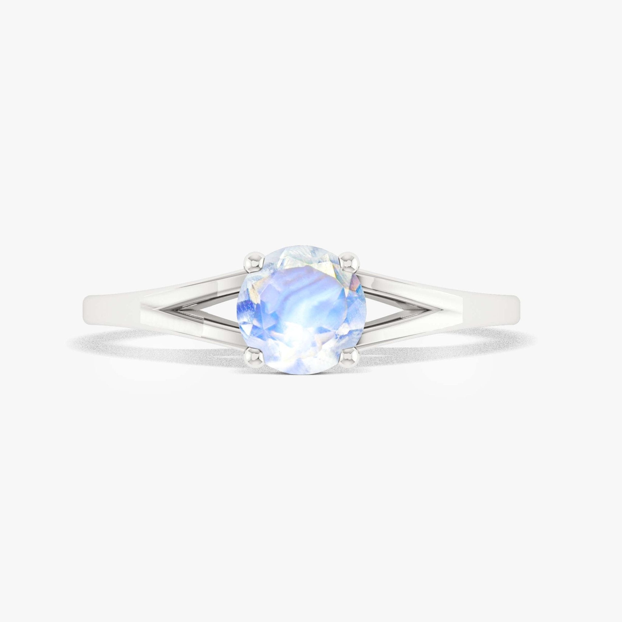 6 MM Round Moonstone Wedding Statement ring - Goodstone Jewels