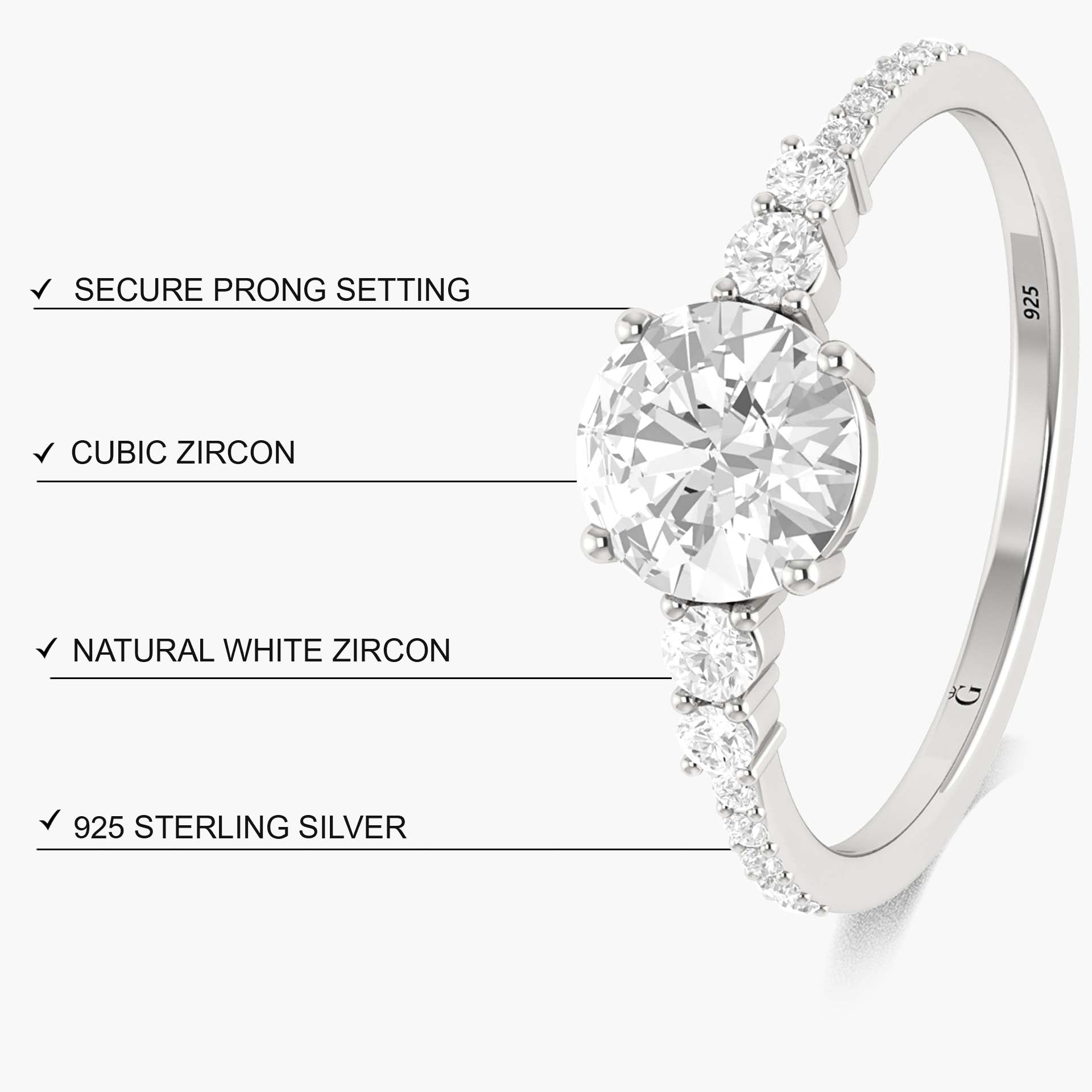 6 MM Vintage Round Cubic Zirconia Gold Vermeil or silver ring - Goodstone Jewels