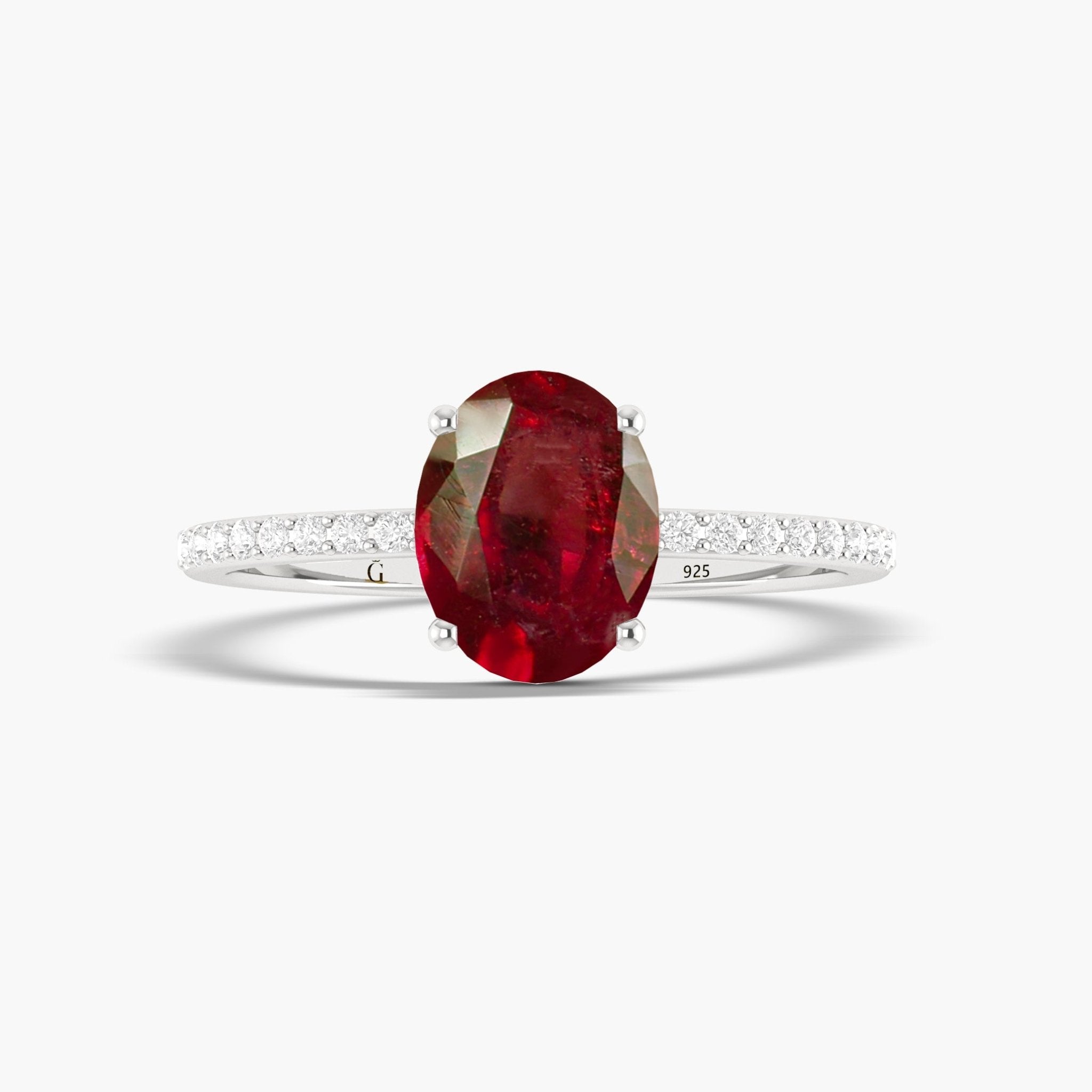 6 x 8 mm Red Rose Ruby Engagement or Statement ring - Goodstone Jewels