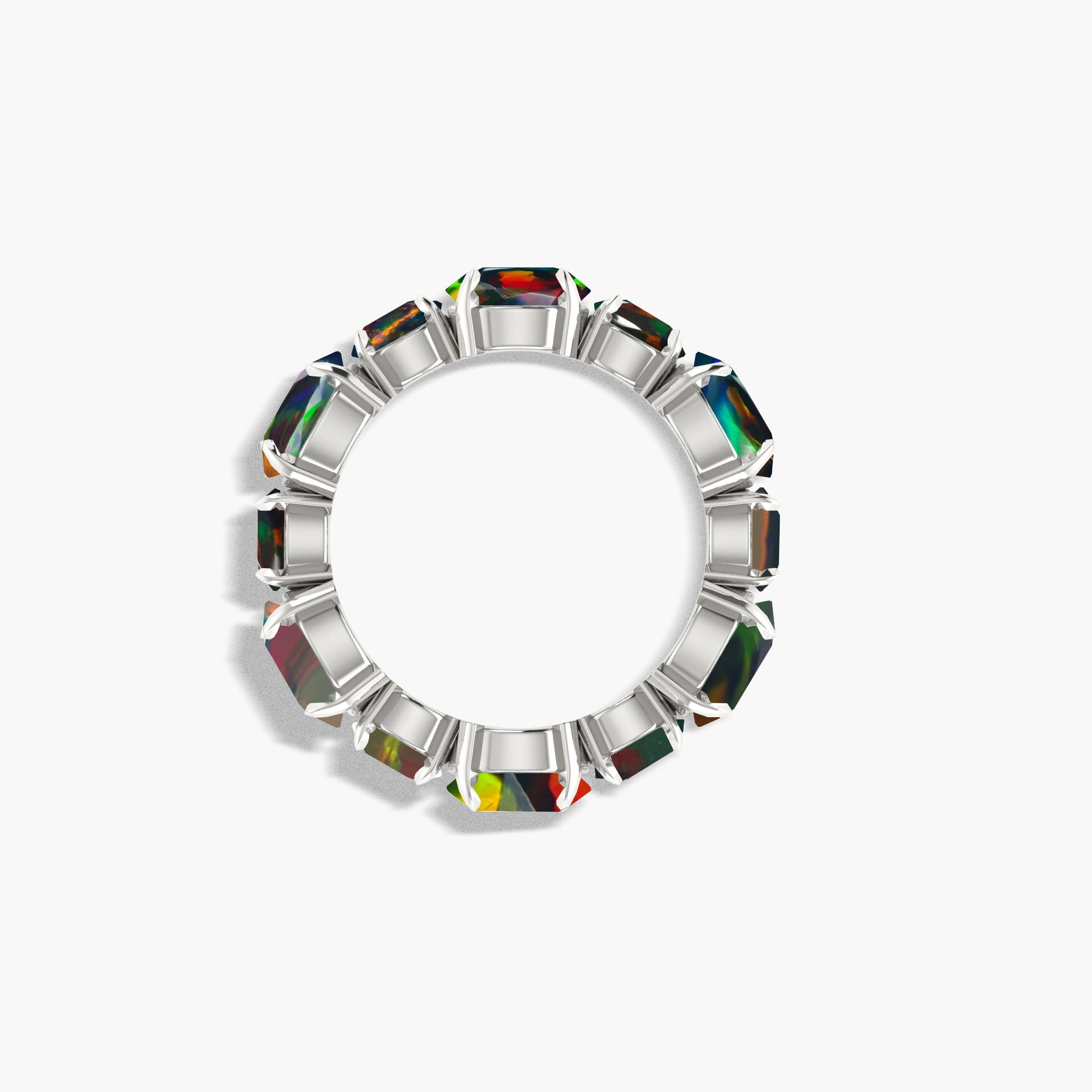 6MM Round Natural Black Opal Full Eternity Wedding Band Ring - Goodstone Jewels