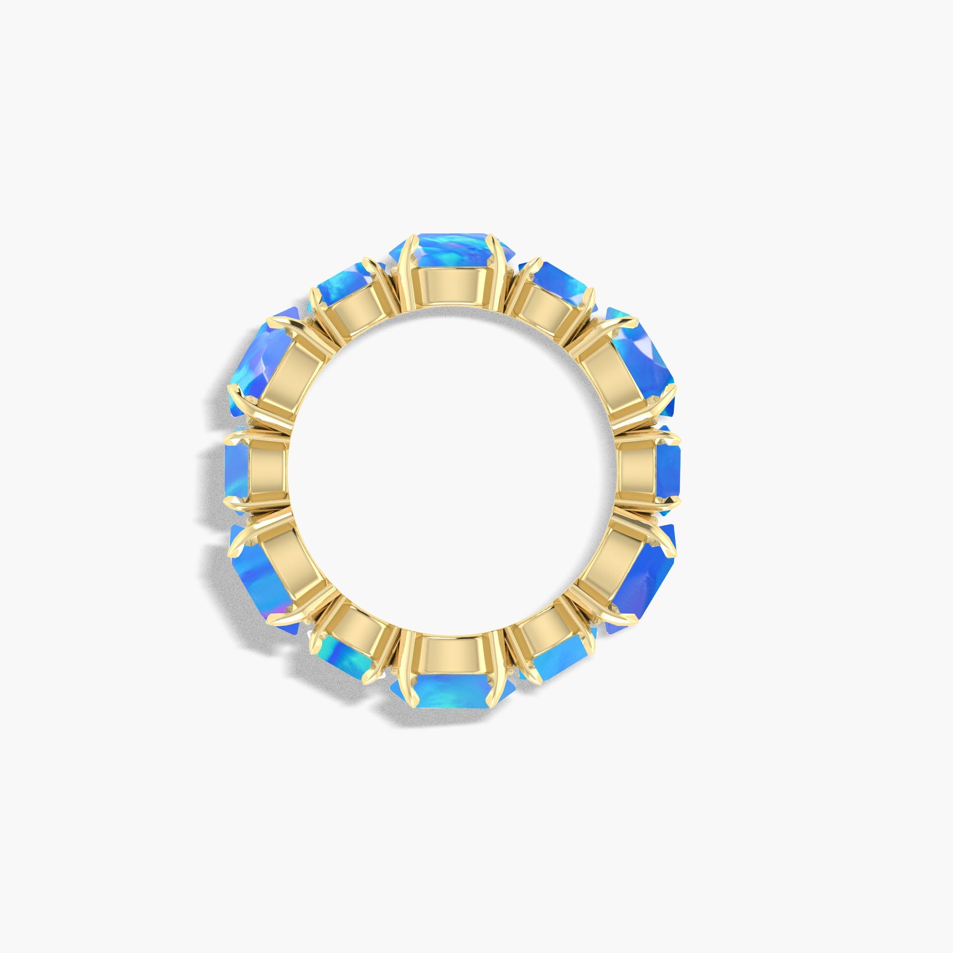 6MM Round Natural Blue Opal Full Eternity Wedding Band Ring - Goodstone Jewels