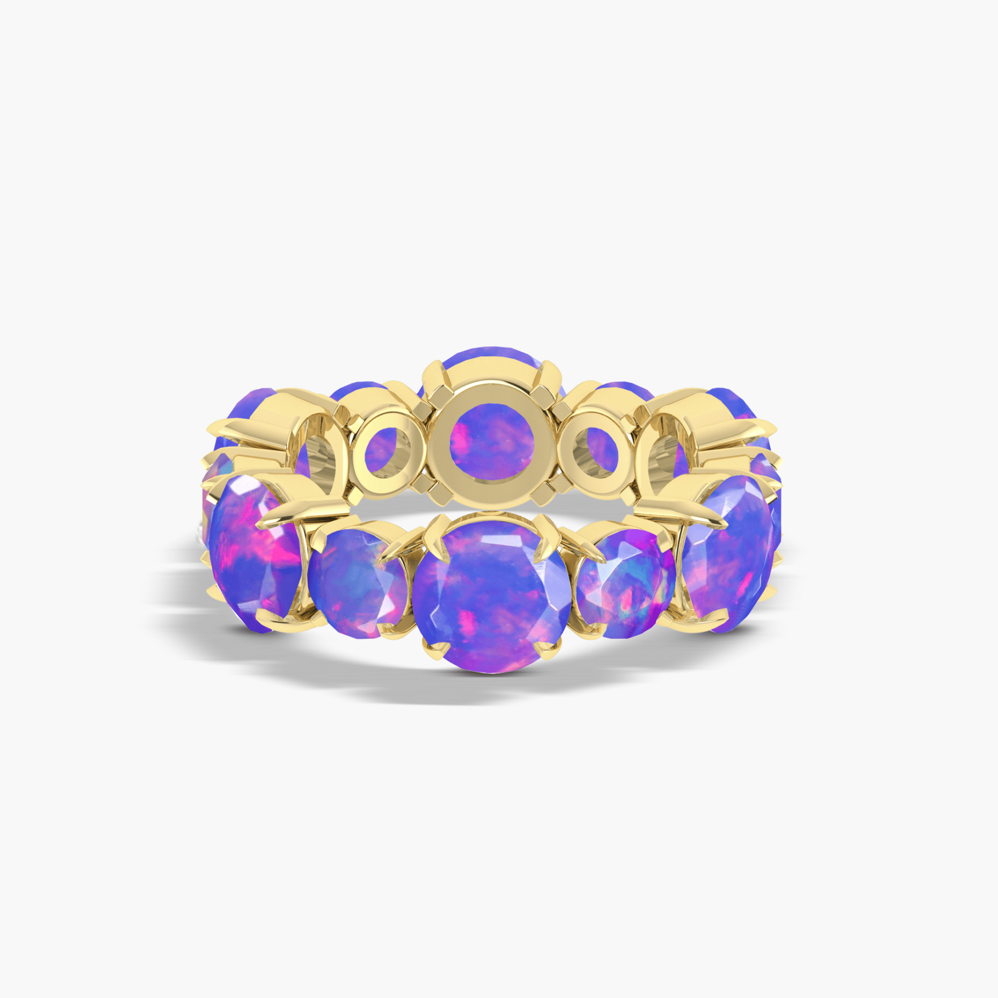6MM Round Natural Lavender Opal Full Eternity Wedding Band Ring - Goodstone Jewels