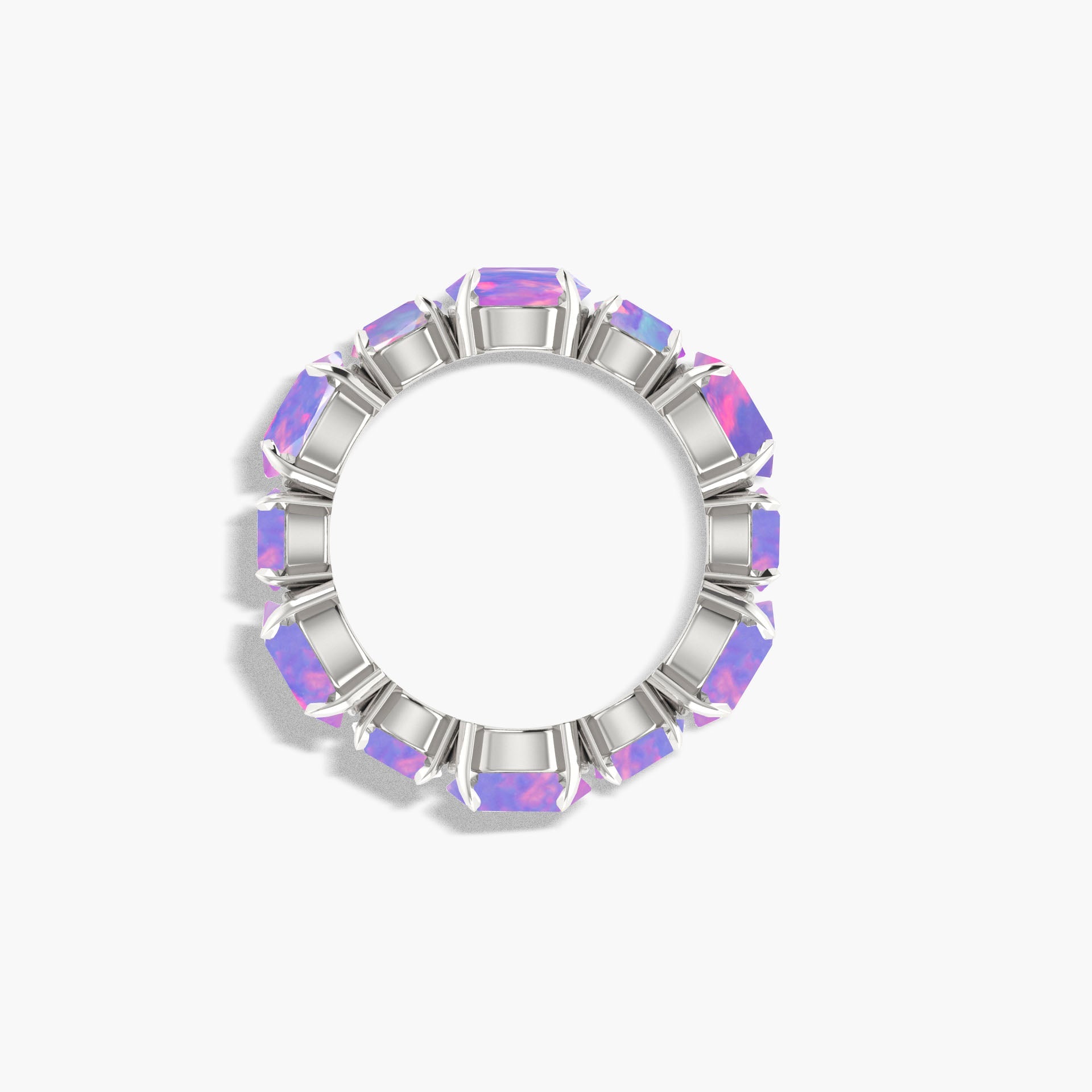 6MM Round Natural Lavender Opal Full Eternity Wedding Band Ring - Goodstone Jewels