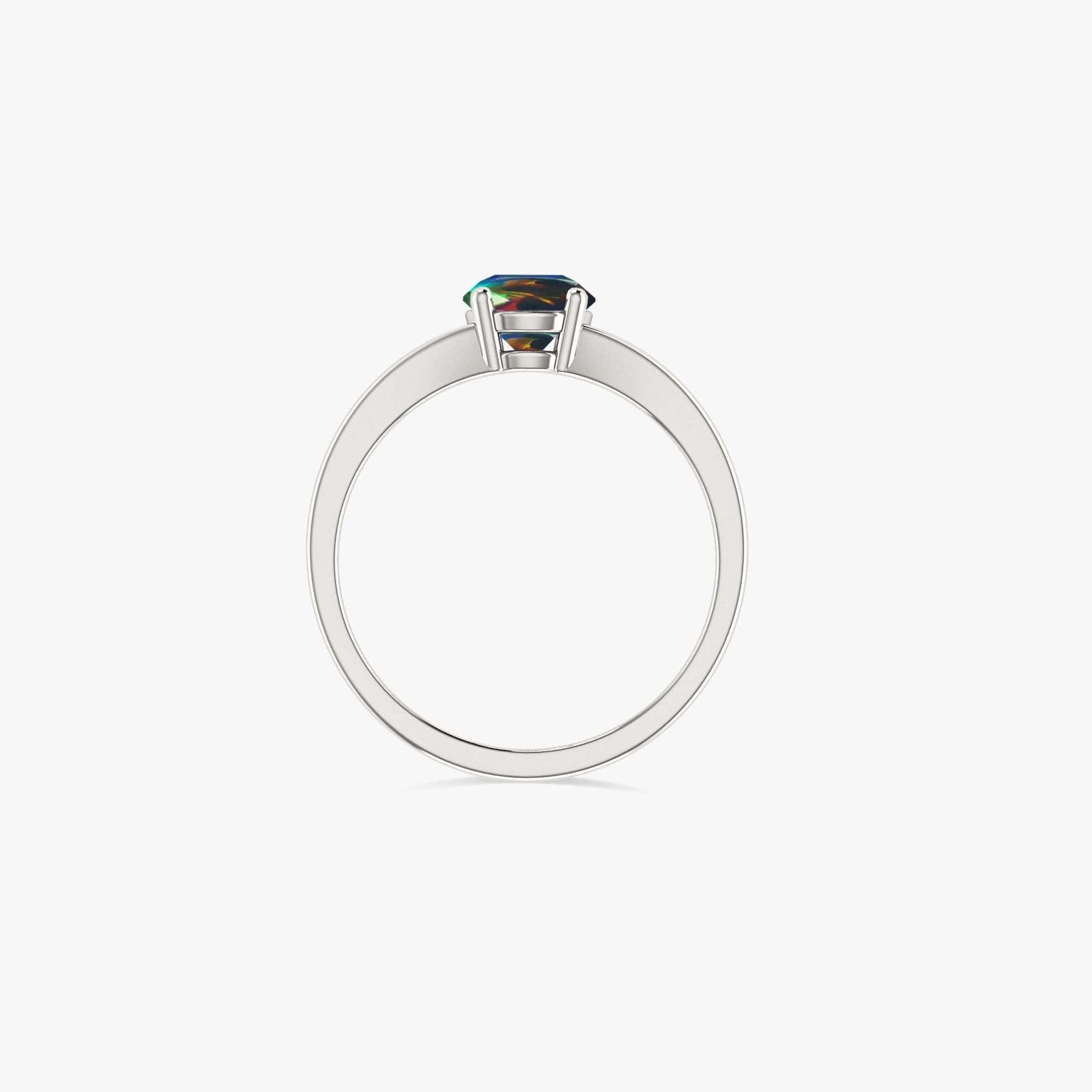 6MM Round Shape Natural Black Opal Faceted Cut Solitaire Ring - Goodstone Jewels