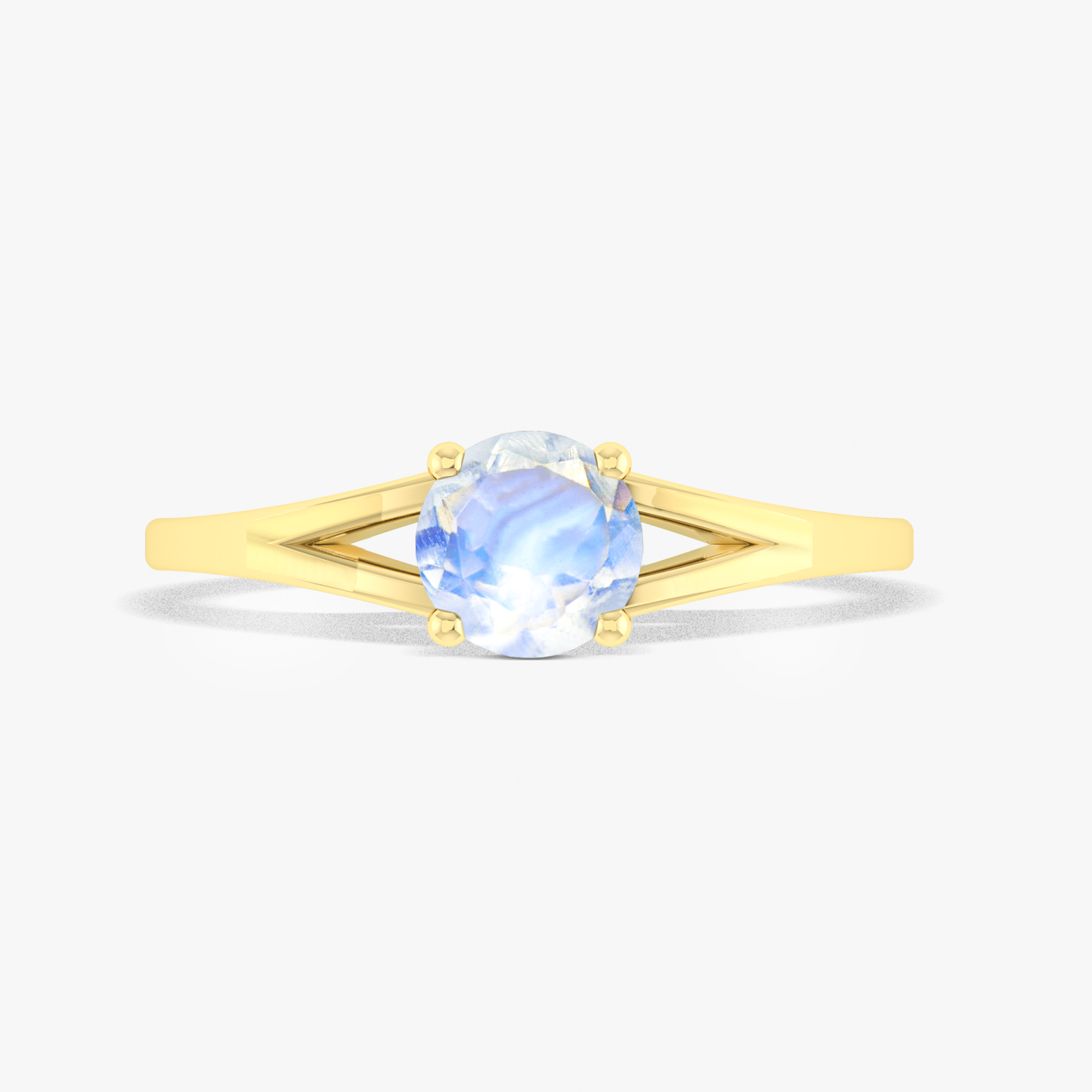 6MM Round Shape Natural Moonstone Faceted Cut Solitaire Ring - Goodstone Jewels