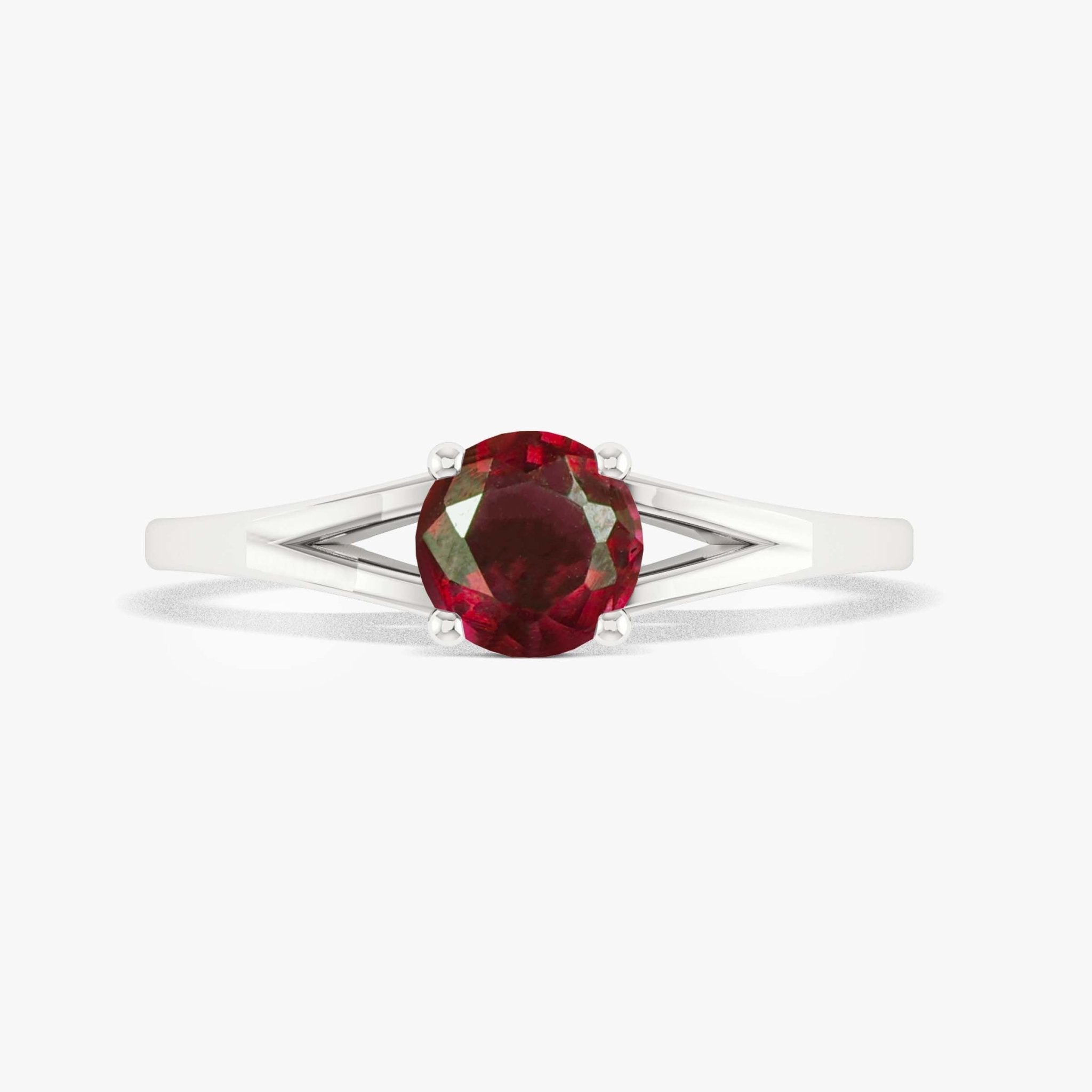 6MM Round Shape Natural Ruby Faceted Cut Solitaire Ring - Goodstone Jewels