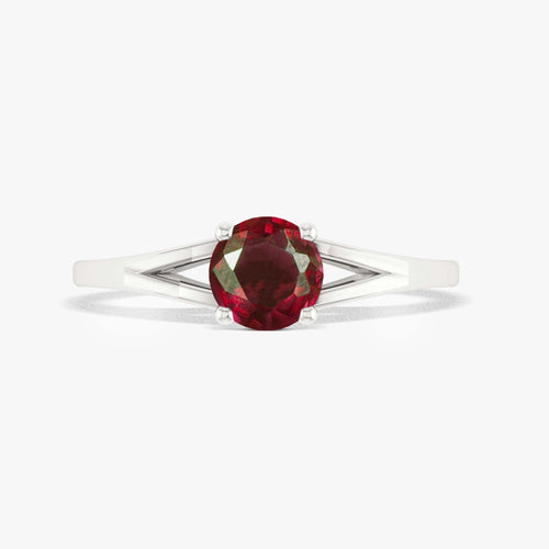 Ruby Solitaire 6mm Ring, 925 Sterling Silver
