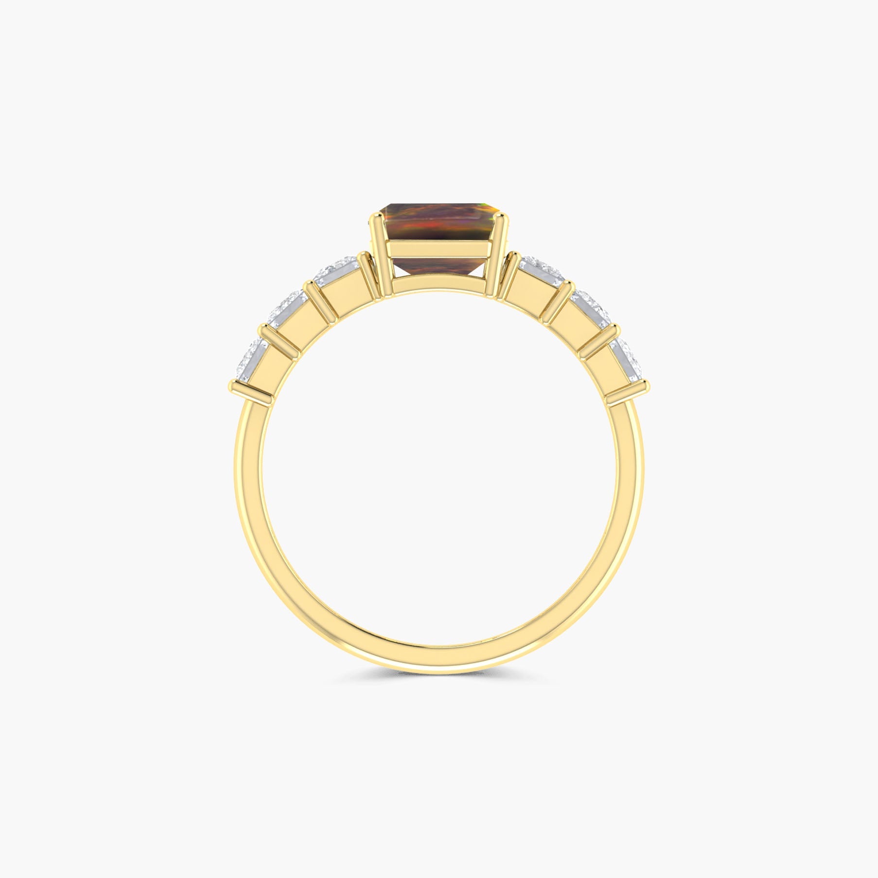 925 Sterling Silver & Yellow Gold Filled Statement Ring with Black Opal and White Zircon - Goodstone Jewels