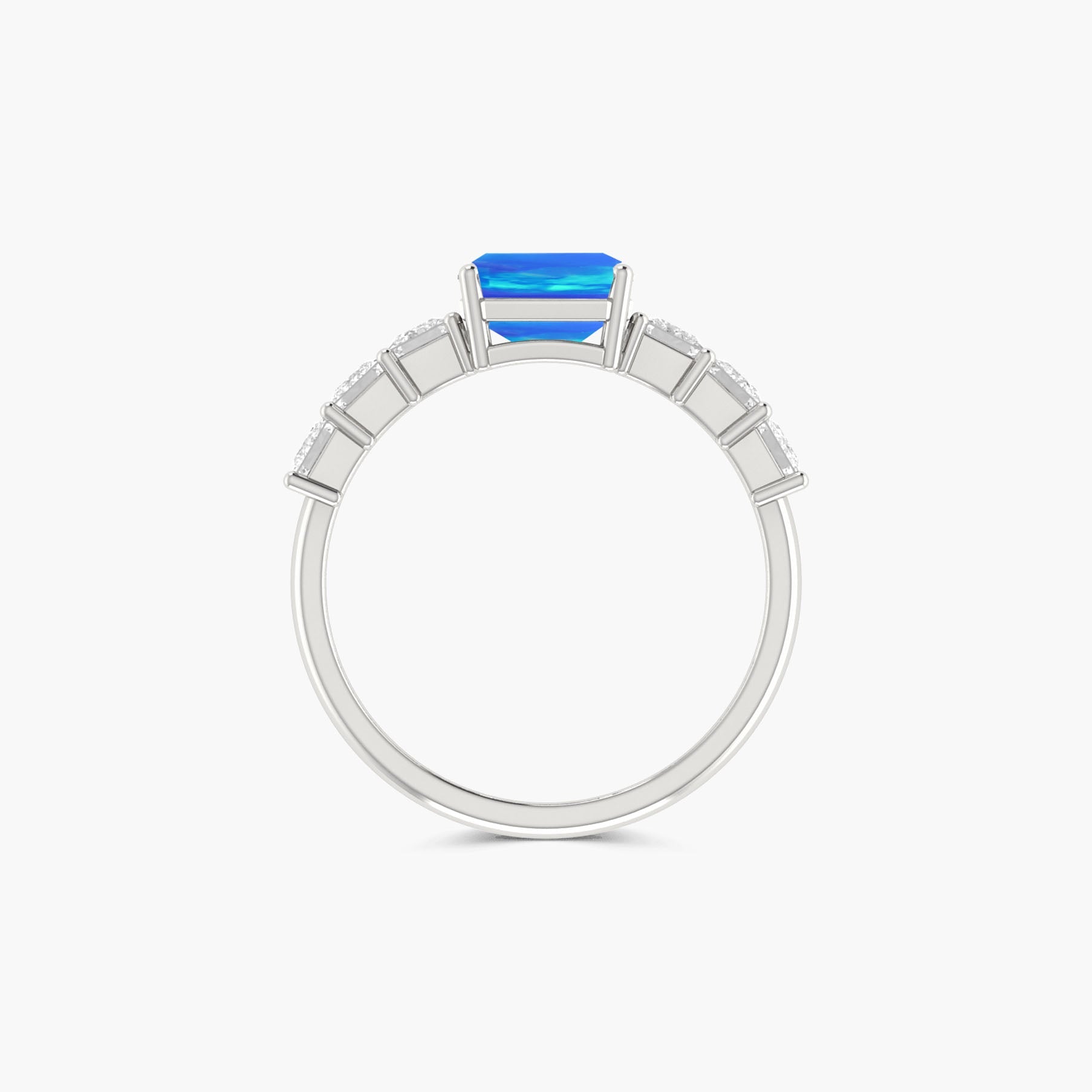 925 Sterling Silver & Yellow Gold Filled Statement Ring with Blue Opal and White Zircon - Goodstone Jewels