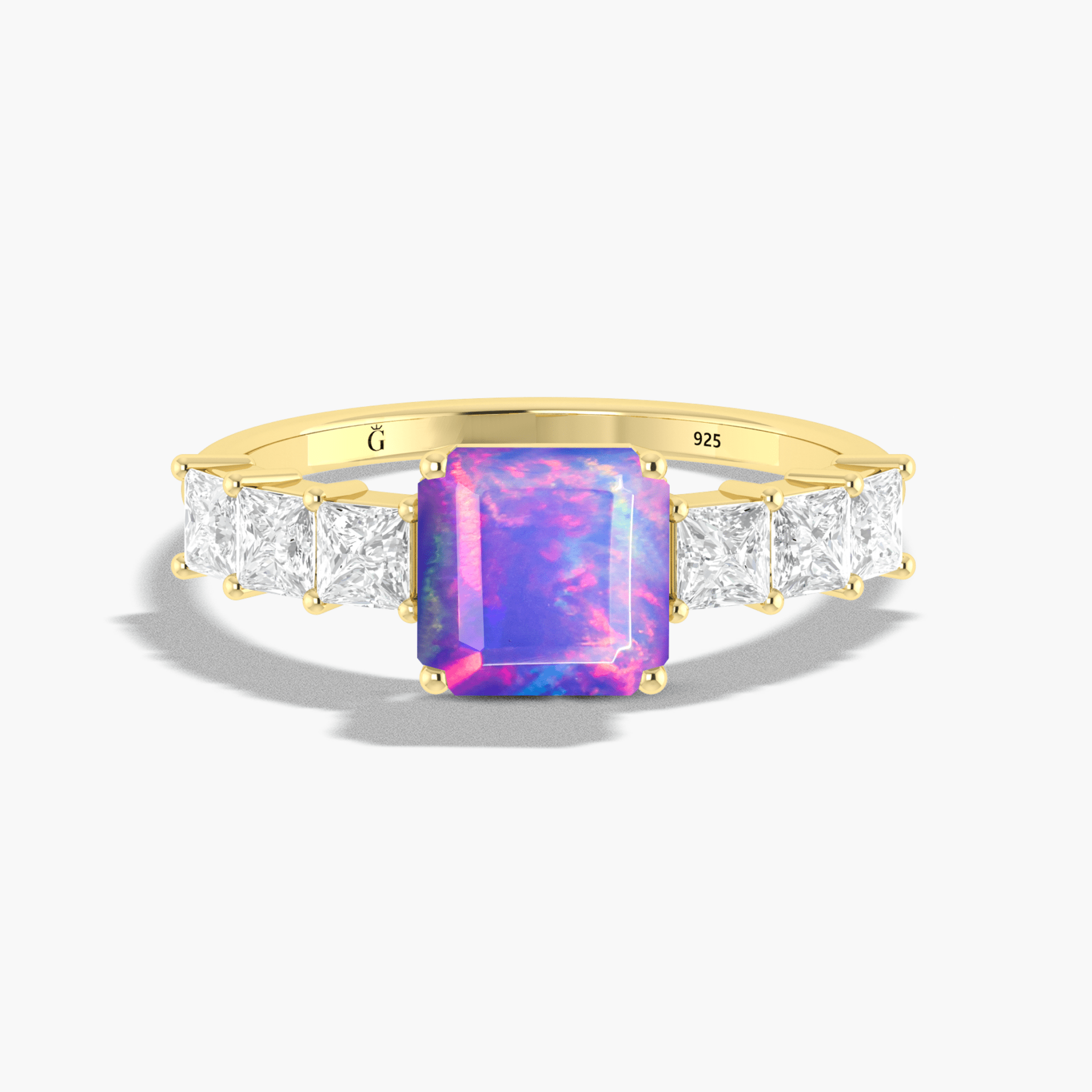 925 Sterling Silver & Yellow Gold Filled Statement Ring with Lavender Opal and White Zircon - Goodstone Jewels