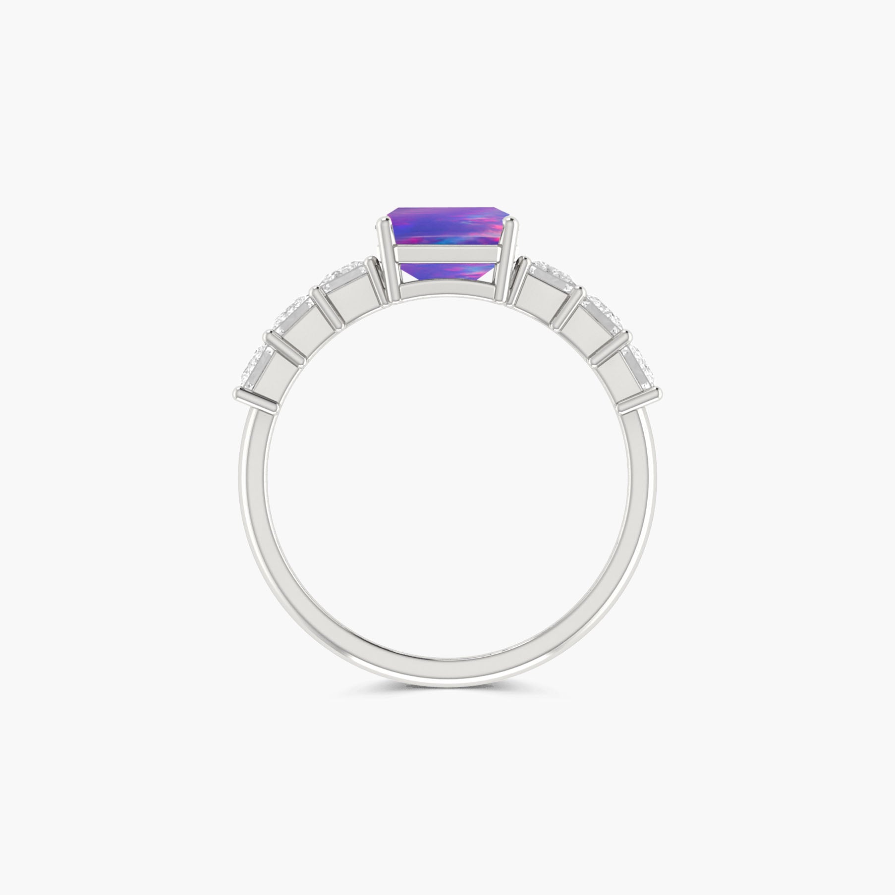 925 Sterling Silver & Yellow Gold Filled Statement Ring with Lavender Opal and White Zircon - Goodstone Jewels