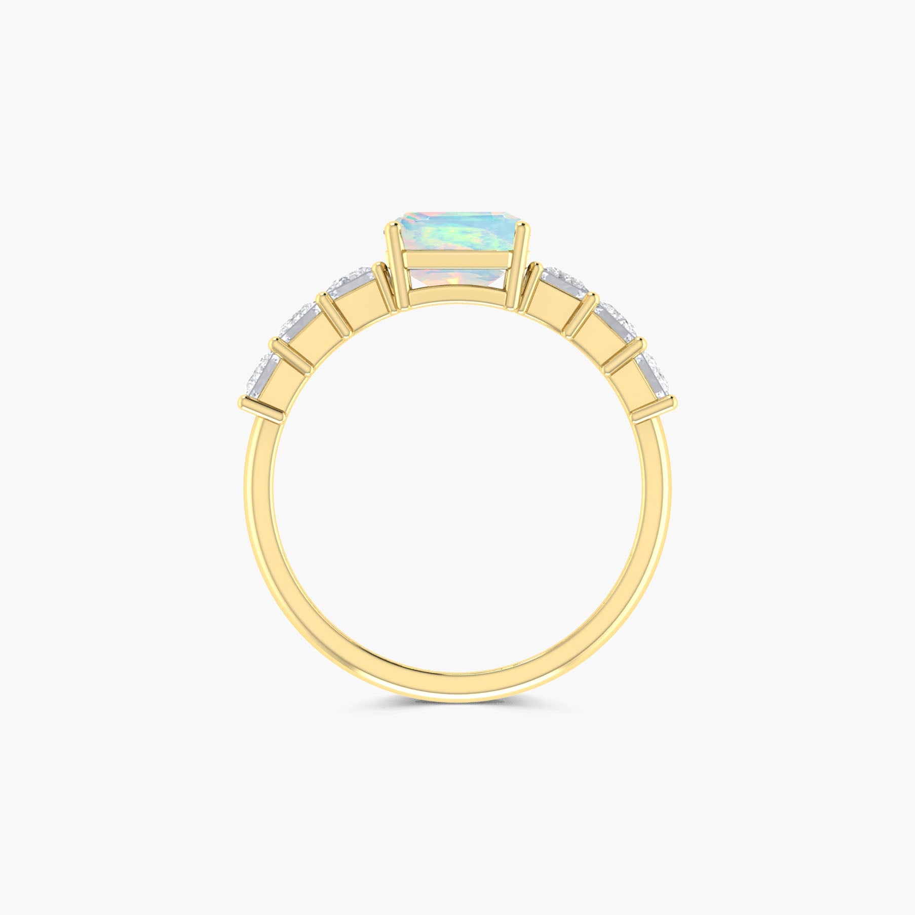 925 Sterling Silver & Yellow Gold Filled Statement Ring with White Opal and Zircon - Goodstone Jewels