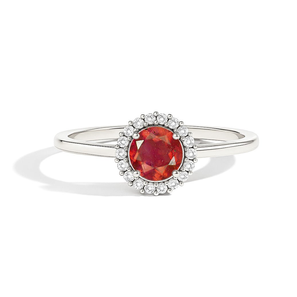 925 Sterling Silver & Yellow Gold Plated Ruby Halo Wedding Ring - Goodstone Jewels