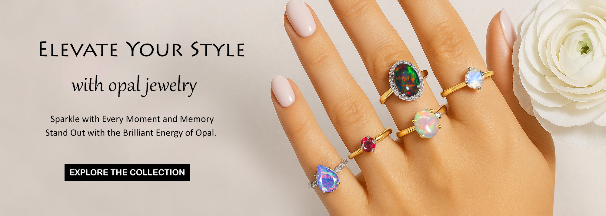 Hand wearing elegant opal rings – elevate your style with natural opal jewelry collection