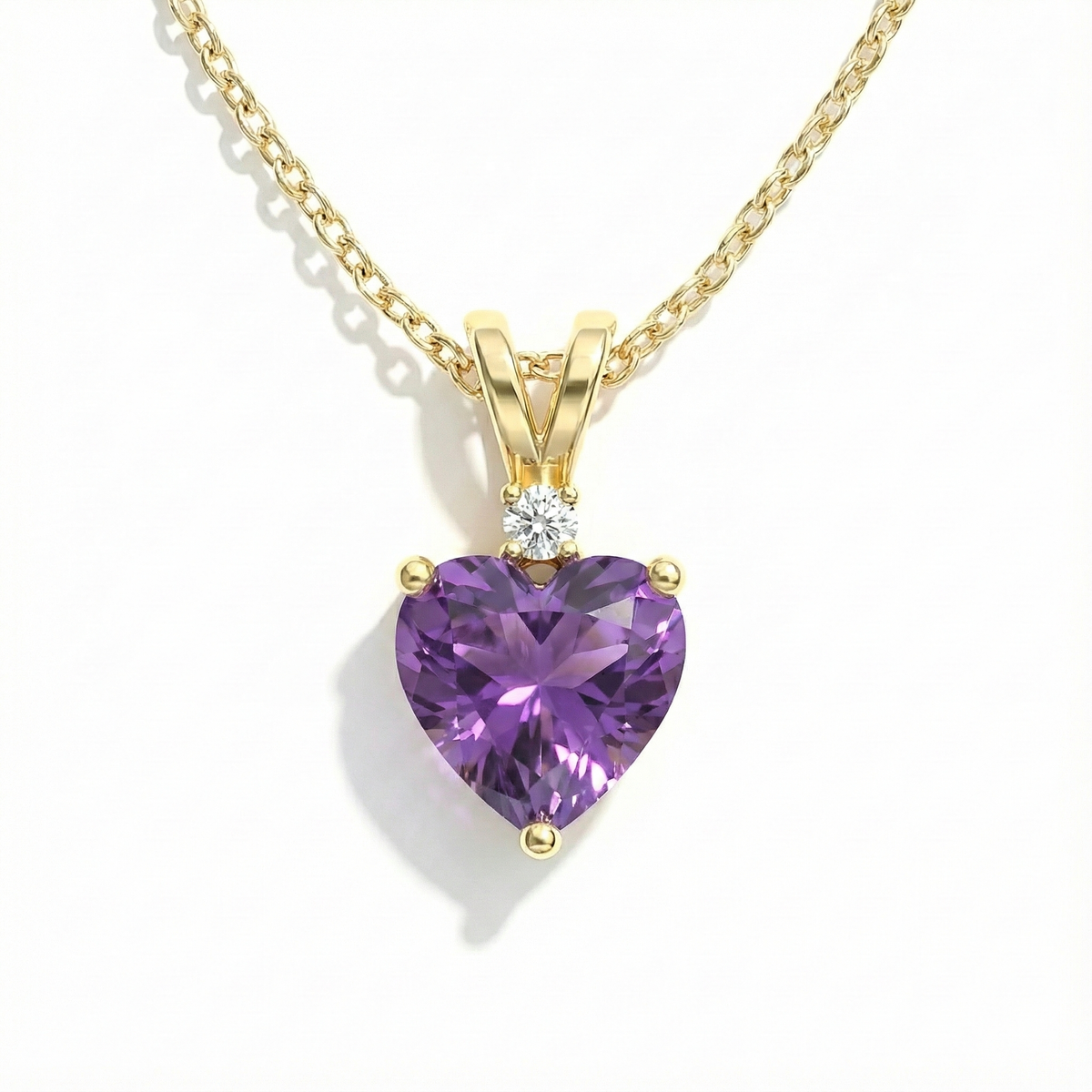 Amethyst Heart Pendant Necklace in 925 Sterling Silver 1.5ct