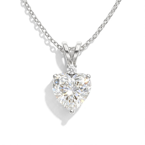 Cubic Zirconia Heart Pendant Necklace in 925 Sterling Silver 1.5ct
