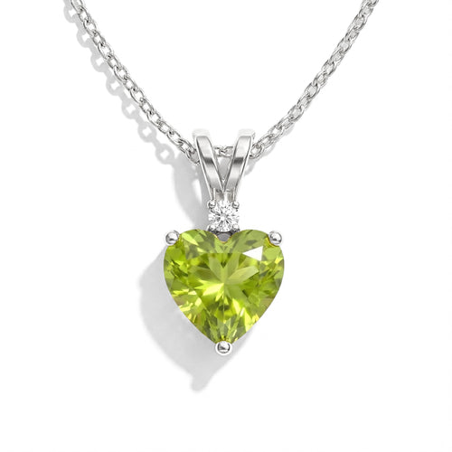 Peridot Heart Pendant Necklace in 925 Sterling Silver 1.5ct