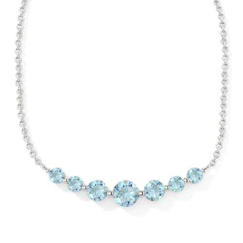 Aquamarine Curved Bar Necklace in 925 Sterling Silver 2.55ct