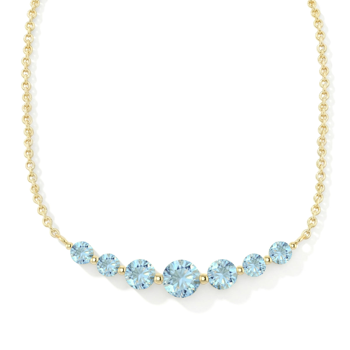 Aquamarine Curved Bar Necklace in 925 Sterling Silver 2.55ct