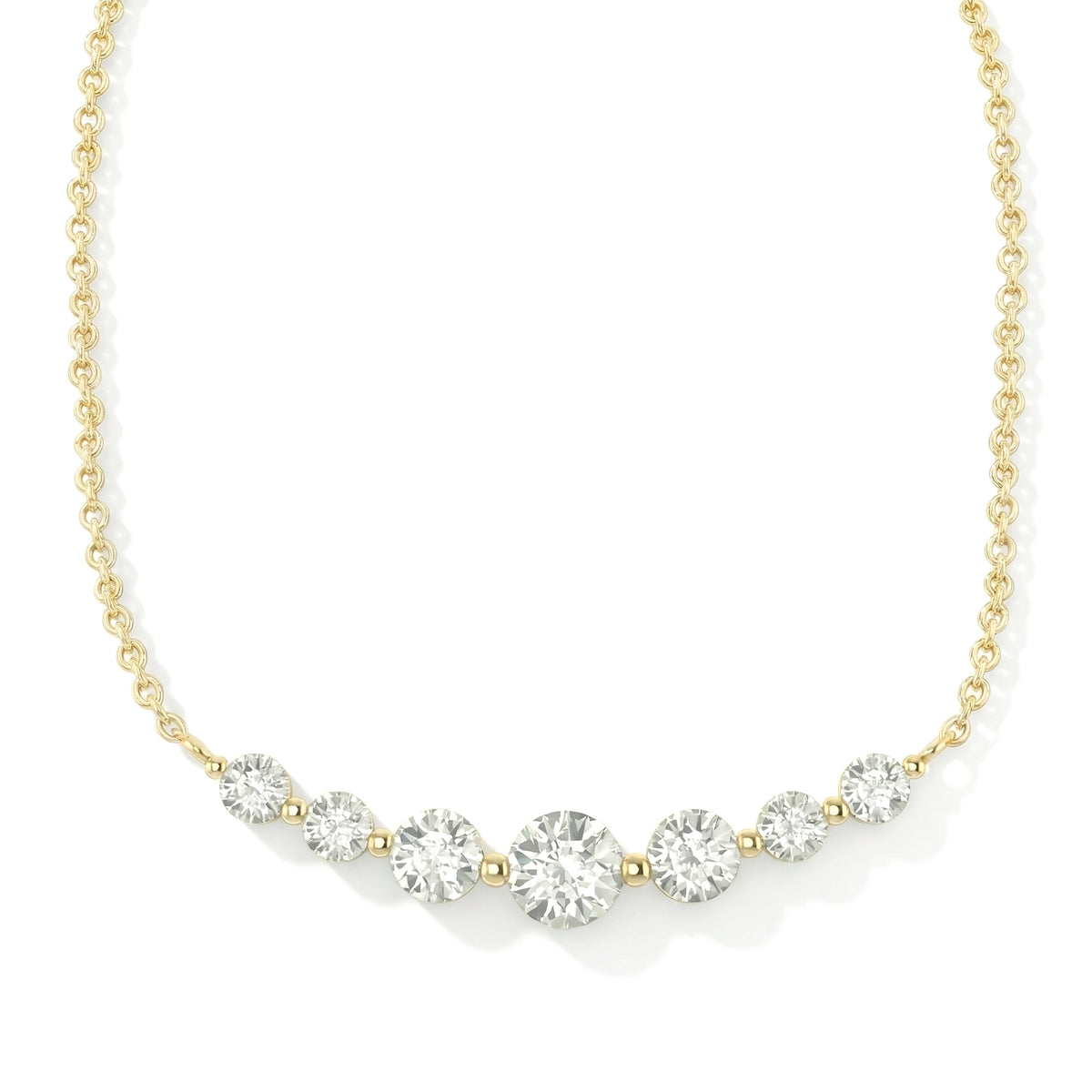 Simulated Diamond Curved Bar Necklace in 925 Sterling Silver 2.55ct