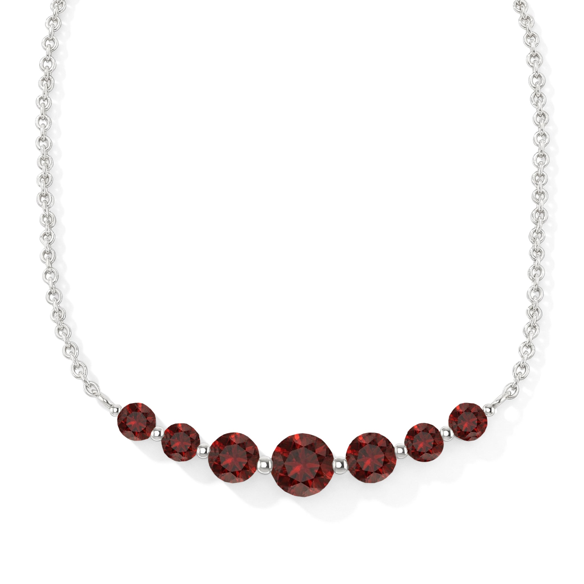 Garnet Curved Bar Necklace in 925 Sterling Silver 2.55ct