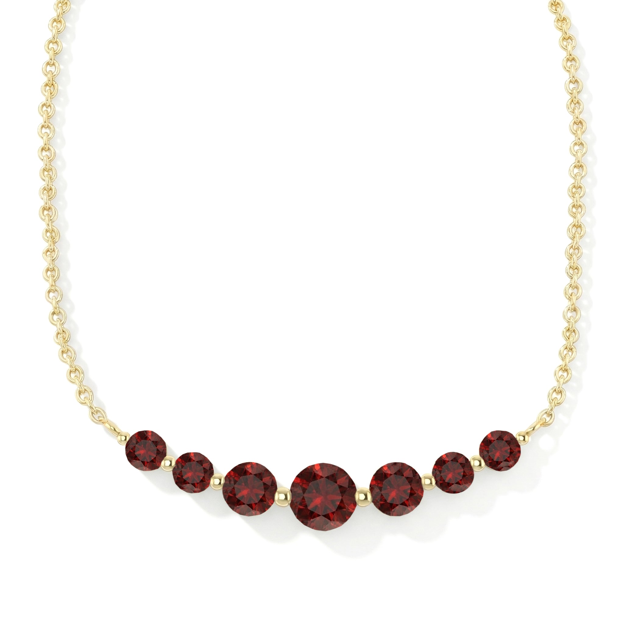 Garnet Curved Bar Necklace in Yellow Gold Plated 1.4ct