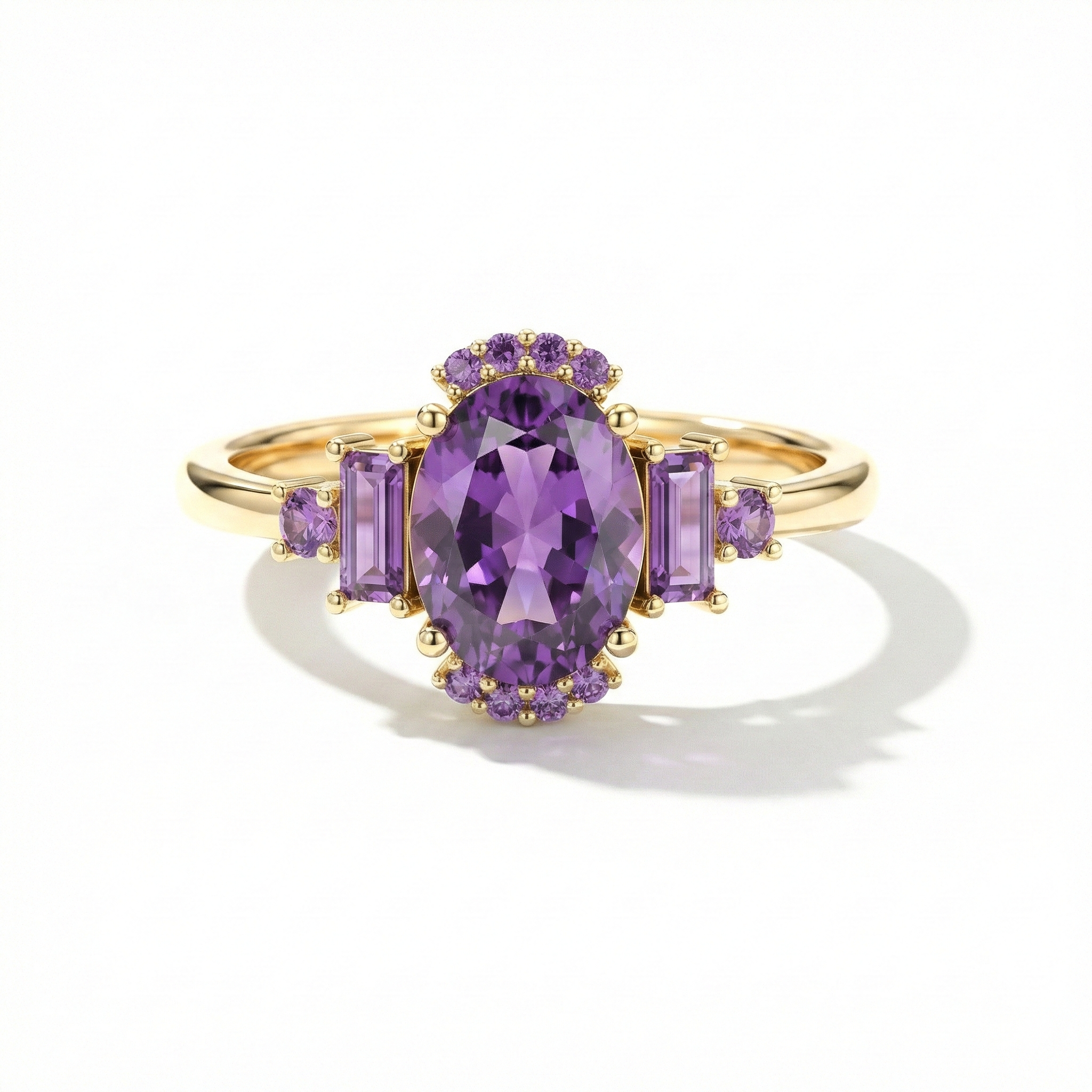 Yellow gold filled amethyst ring for women engagement jewelry