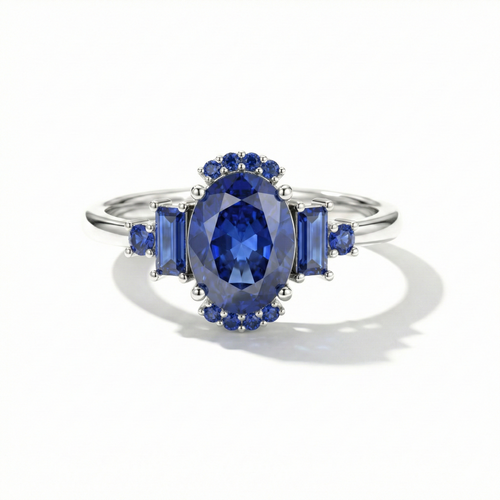 Blue Sapphire Engagement Ring for Women | September Birthstone Jewelry | Anniversary Gift