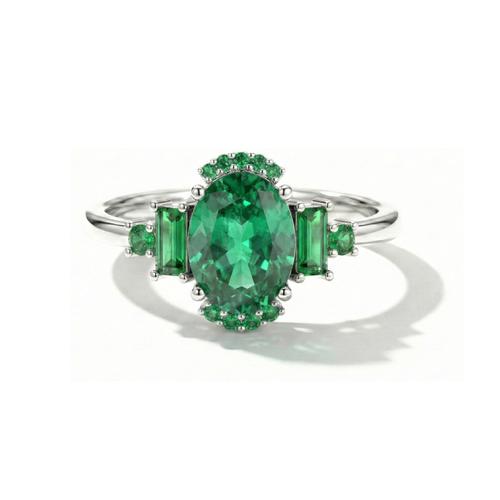 Emerald Engagement Ring | Luxury Bridal Ring | Unique Engagement Ring for Women