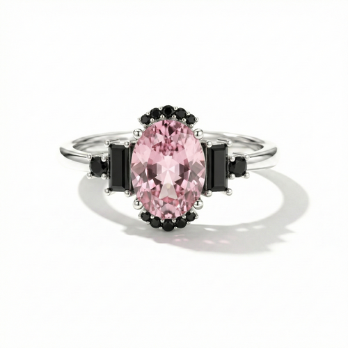 Pink Tourmaline Onyx Engagement Ring | 925 Sterling Silver Engagement Jewelry for Women