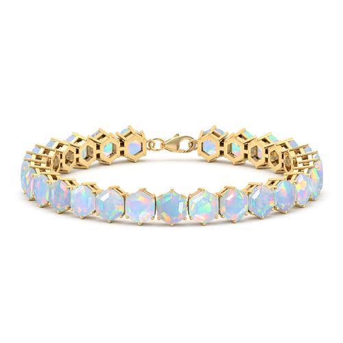 White Opal Octagon Tennis Bracelet in 925 Sterling Silver 5 MM 23.40 ct