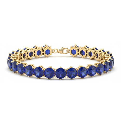 Blue Sapphire Octagon Tennis Bracelet in 925 Sterling Silver 5 MM 23.40 ct
