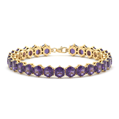 Amethyst Octagon Tennis Bracelet in 925 Sterling Silver 5 MM 23.40 ct