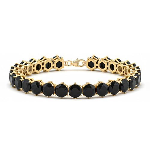 Black Onyx Octagon Tennis Bracelet in 925 Sterling Silver 5 MM 23.40 ct