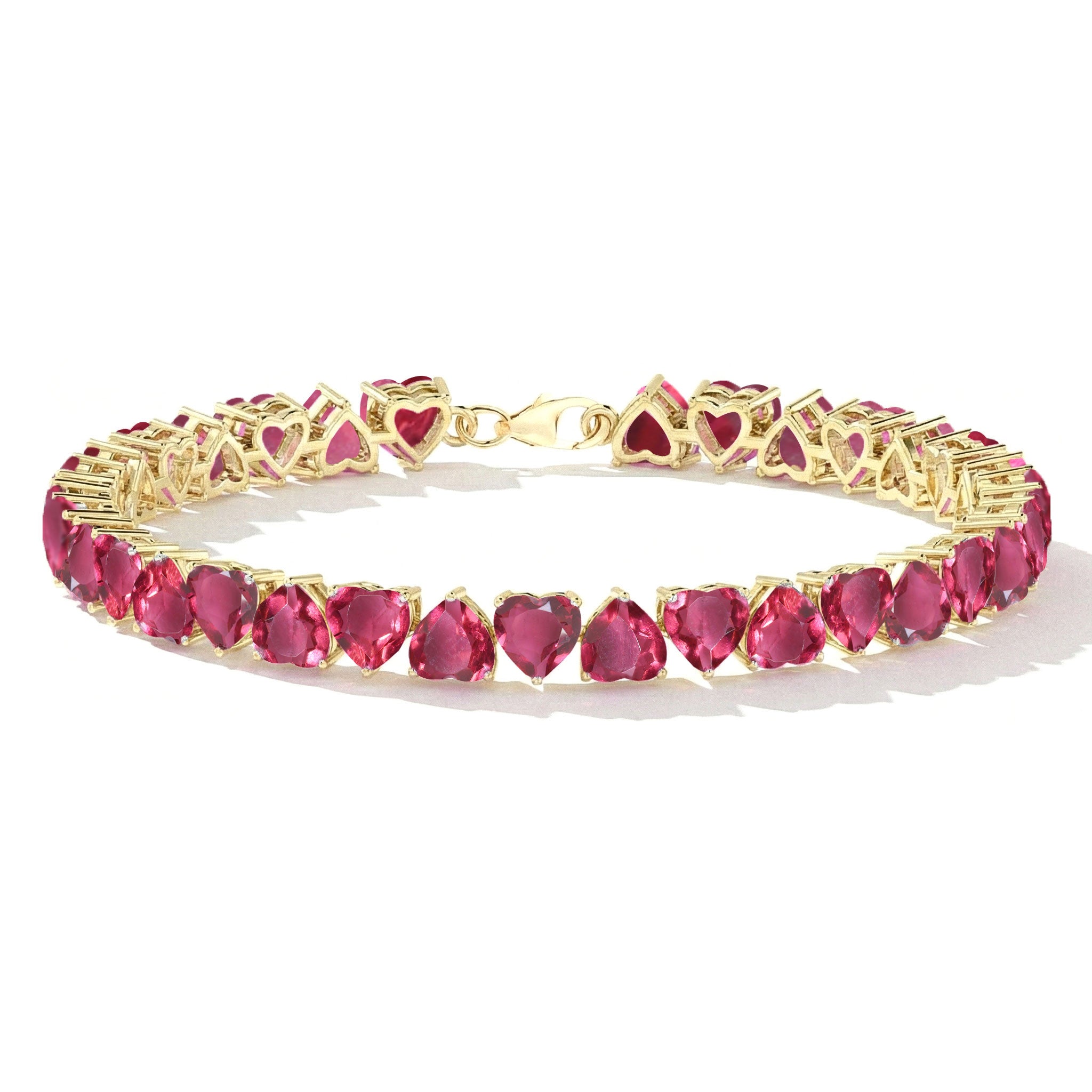 Pink Tourmaline Heart Tennis Bracelet in 925 Sterling Silver 20.80 CT