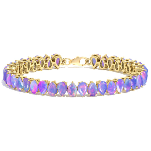 Lavender Opal Pear Tennis Bracelet in 925 Sterling Silver 22 CT