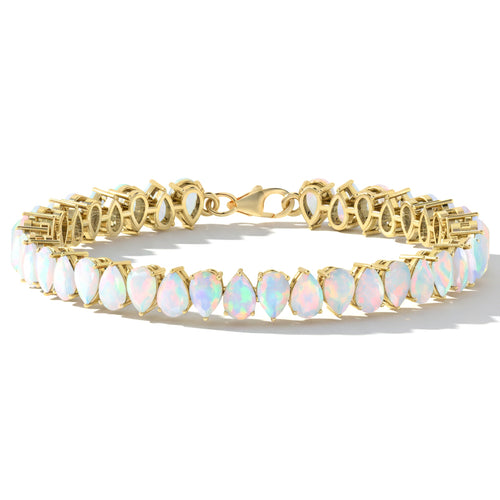 White Opal Pear Tennis Bracelet in 925 Sterling Silver 22 CT