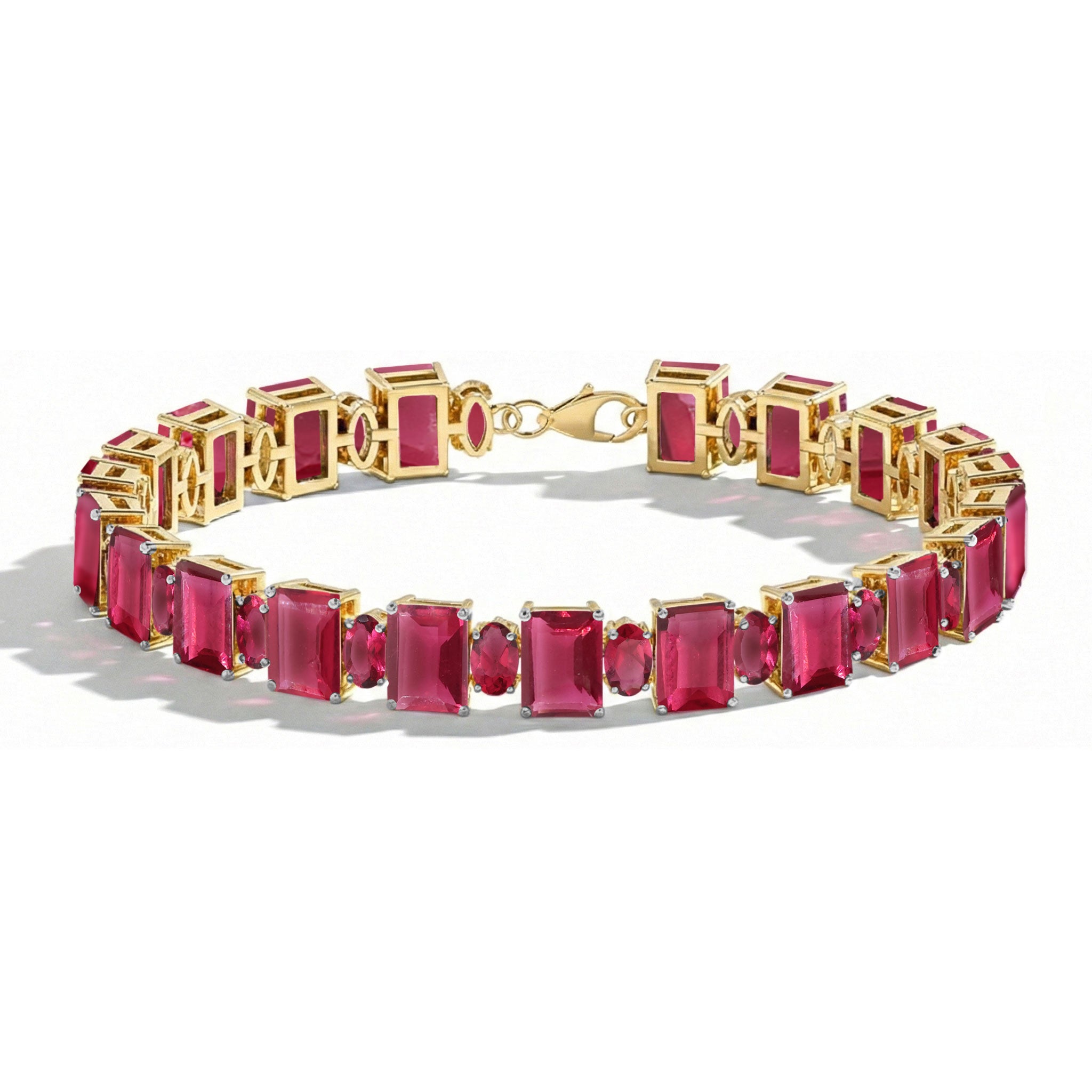Pink Tourmaline Octagon Tennis Bracelet in 925 Sterling Silver 7x5 MM 34.50ct