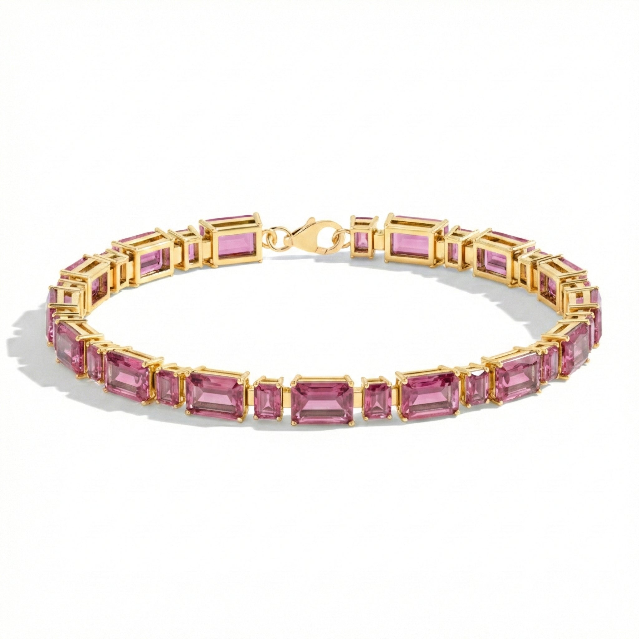 Opal bracelet pink tourmaline octagon elegance