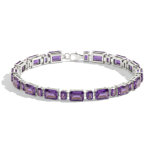 Amethyst Octagon Tennis Bracelet in 925 Sterling Silver 7X5 MM 24.15ct